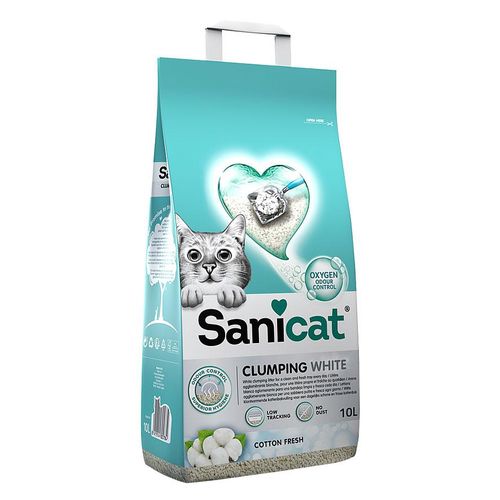 Sanicat Litière Clumping White, Cotton fresh, 10L Delphin-Amazonia