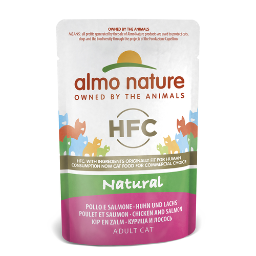 Almo HFC Natural Cat Huhn und Lachs Nassfutter für Katzen(55g) - MyStetho Veterinary