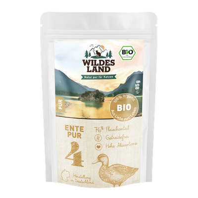 Wildes Land Feline Adult BIO canard PUR avec huile de saumon 85g - MyStetho Veterinary