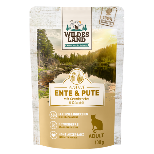 Wildes Land Feline Adult canard et dinde avec cannberges 100g - MyStetho Veterinary