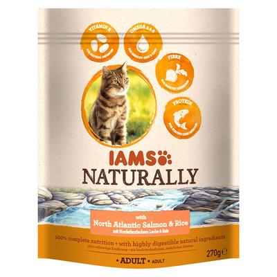 Iams Naturally Adult NA Sal.&amp;Rice 270g - MyStetho Veterinary