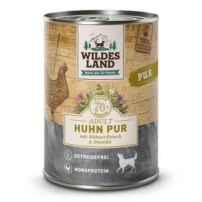 Wildes Land Canine Adult PUR poulet avec de l'huile de carthame 400g - MyStetho Veterinary