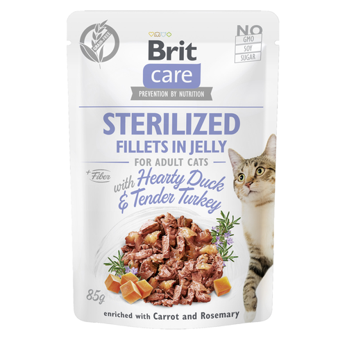 Brit Care Cat Brit Care Cat - Filets en gelée - Canard & Dinde - Chat stérilisé 85g - MyStetho Veterinary