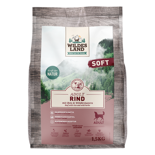 Wildes Land Canine Adult Soft boeuf avec riz 1.5kg - MyStetho Veterinary