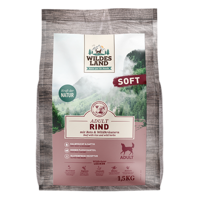 Wildes Land Canine Adult Soft boeuf avec riz 1.5kg - MyStetho Veterinary