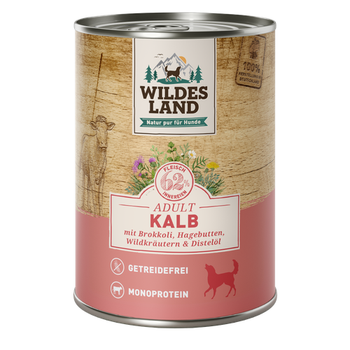 Wildes Land Canine Adult veau avec Brokokoli & carotten 400g - MyStetho Veterinary