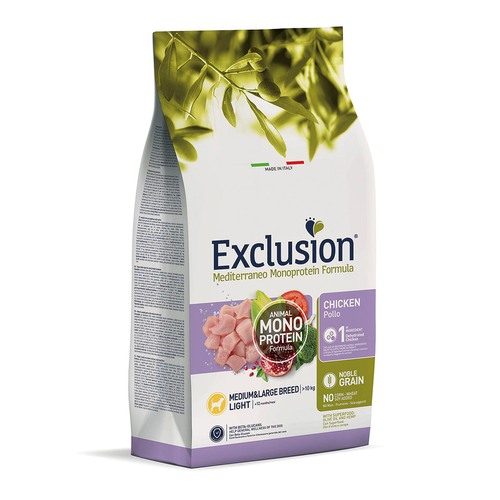 Exclusion Mediterraneo Light Adult Medium &amp; Large, Chicken - MyStetho Veterinary