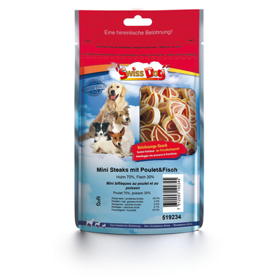 SwissDog Mini-Steaks avec poulet &amp; poisson - MyStetho Veterinary