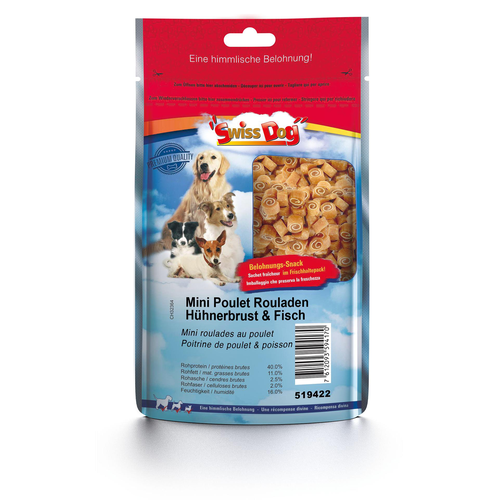 SwissDog Mini-Snacks roulades, poitrine de poulet &amp; poisson - MyStetho Veterinary