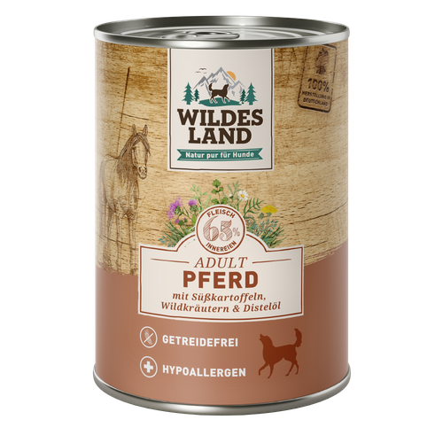 Wildes Land Canine Adult cheval avec patate douce 400g - MyStetho Veterinary