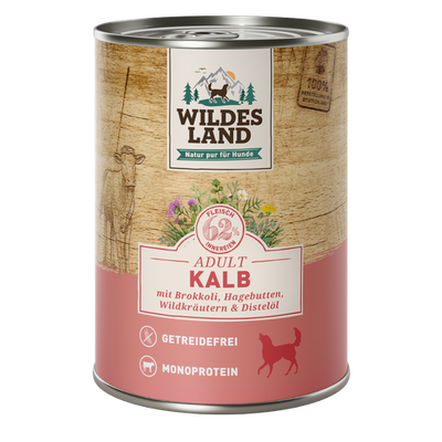 Wildes Land Canine Adult veau avec Brokokoli & carotten 400g - MyStetho Veterinary