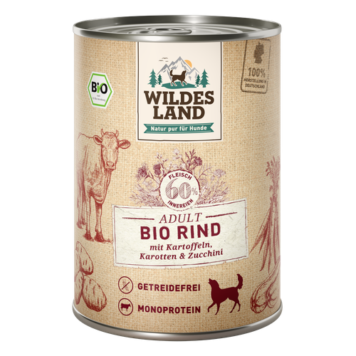 Wildes Land Canine Adult BIO boeuf avec pomme de terre & courgettes 400g - MyStetho Veterinary