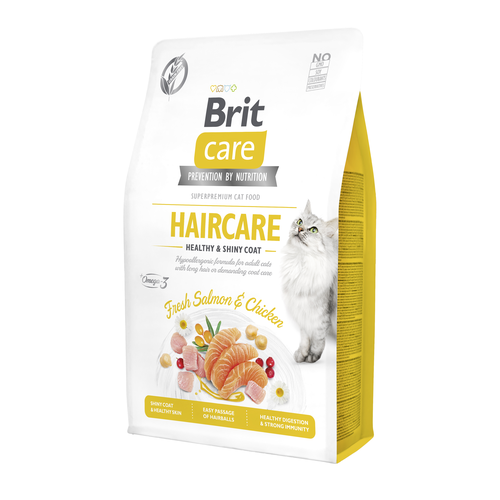 Brit Care Cat Brit Care Cat Sans Céréales - Soin du pelage - Poil sain et brillant 2kg - MyStetho Veterinary