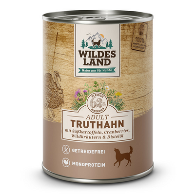 Wildes Land Canine Adult dinde avec patate douce et de l'huile de carthame 400g - MyStetho Veterinary