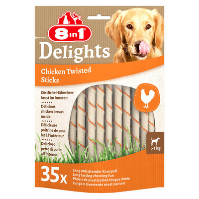 8in1 Delights Twisted Sticks, 35pcs., 190g - MyStetho Veterinary