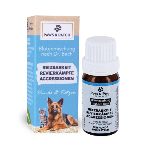 Paws&Patch IRRITABILITÉ AGRESSION COMBATS DE TERRITOIRE - Mélange de fleurs selon le Dr Bach 10g - MyStetho Veterinary