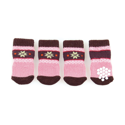 Swisspet chaussettes pour chiens avec antiglisse, Naturi, rose/brun foncé - MyStetho Veterinary