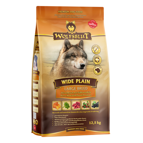 Wolfblut Canine Adult Large Breed Wide Plain - cheval avec patate douce 12.5kg - MyStetho Veterinary