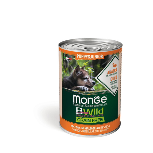 Monge BWild GF Wet Puppy&amp;Jun. Duck 400g - MyStetho Veterinary