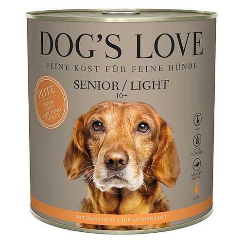 Dog&#039;s Love Senior dinde, courgette &amp; herbes de Johannis, 800g - MyStetho Veterinary