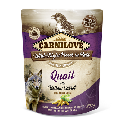 Carnilove Dog Adulte Pouch Paté - Caille à la carotte jaune 300g - MyStetho Veterinary