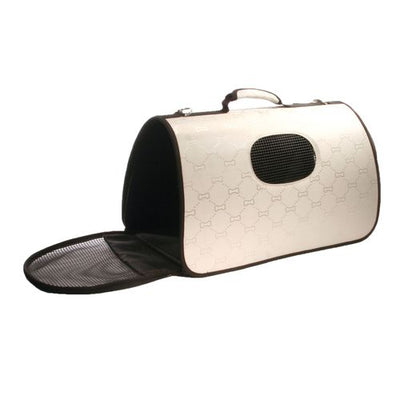 Hunde- u. Katzentransporttasche Milano 49x28x29cm, perlfarbig, Knochen Motiv - MyStetho Veterinary