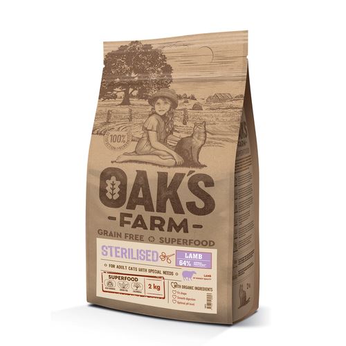 OAK'S Farm Adult sterilised Katzenfutter mit Lamm (400g) - MyStetho Veterinary